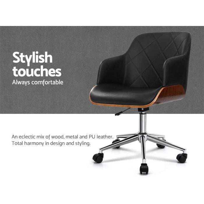 Artiss Wooden Office Chair Computer Pu Leather Desk Chairs