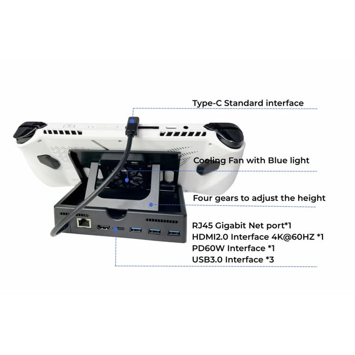 Asus Rog Ally Docking Station with Cooling Fan Hdmi 2.0 4k