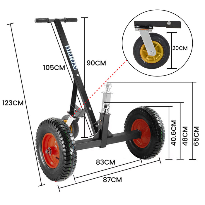 3-Wheel Adjustable Trailer Dolly Heavy-Duty Caravan Mover