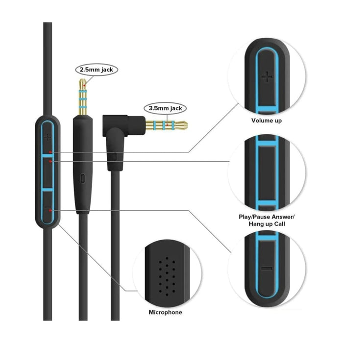 Audio Cable for Bose Qc25 35 Soundtrue Oe2 Ae2 Headphones