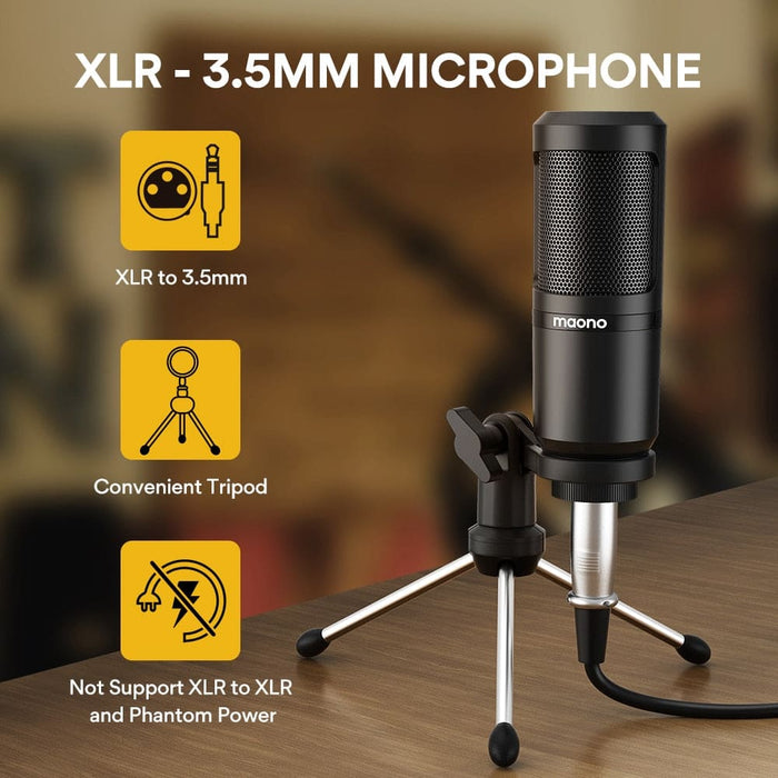 Audio Interface Kit Condenser Microphone 3.5mm Xlr Cardioid