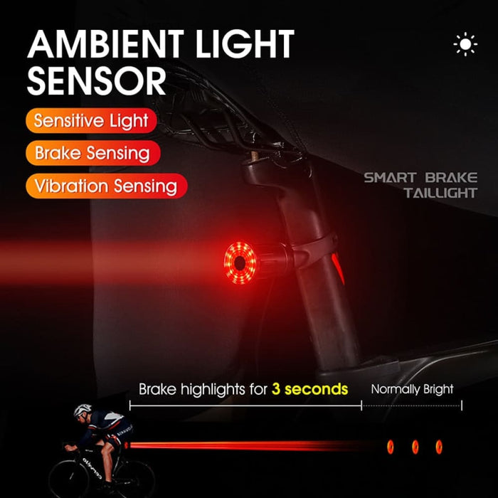 Auto Brake Sensing Waterproof Led Smart Bicycle Light