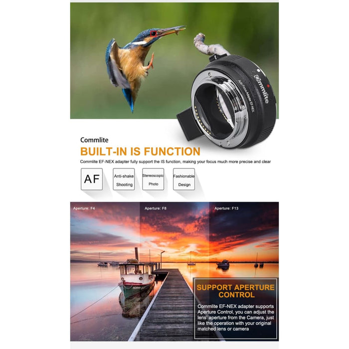 Cm-ef-nex Auto-focus Lens Mount Adapter For Canon Ef