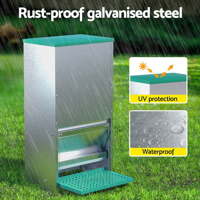 Automatic Chicken Feeder Port Coop Chick Poultry Treadle