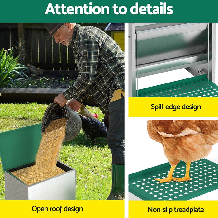 Automatic Chicken Feeder Port Coop Chick Poultry Treadle