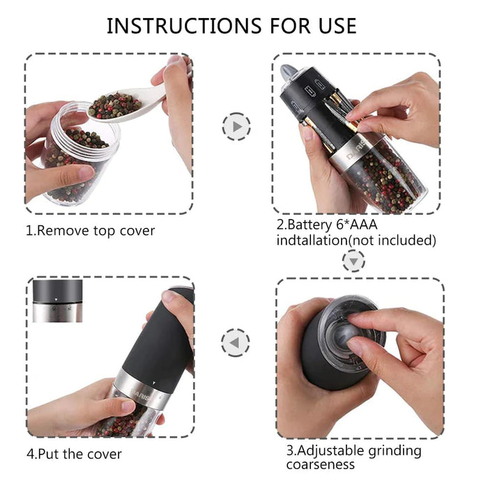 Automatic Electric Adjustable Salt and Pepper Grinder Set