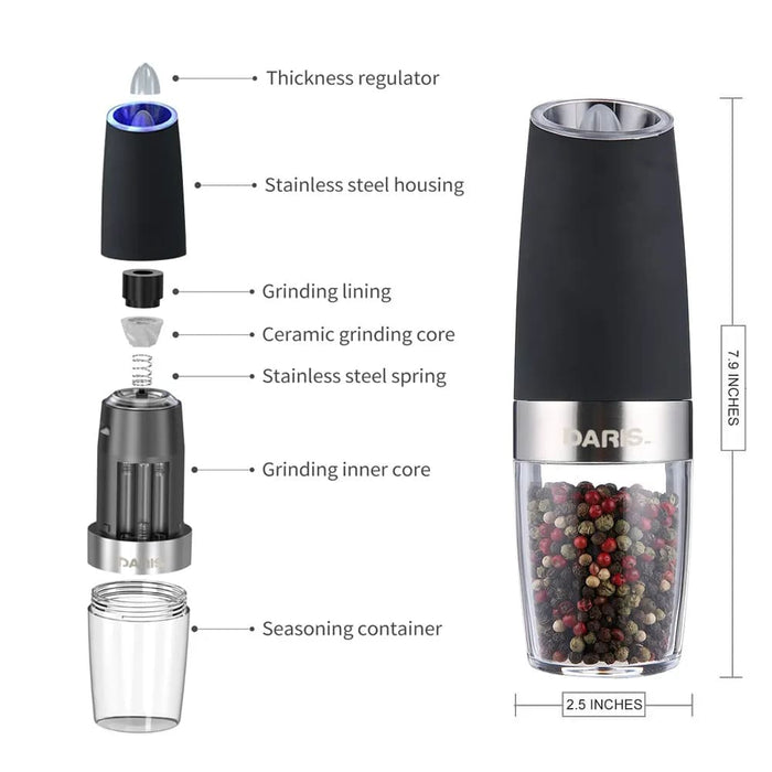 Automatic Electric Adjustable Salt and Pepper Grinder Set
