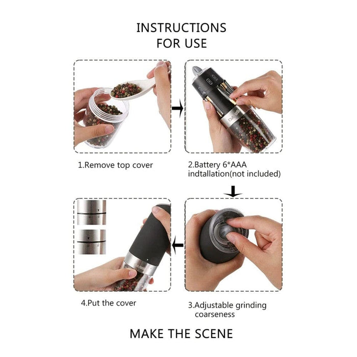 Automatic Electric Adjustable Salt and Pepper Grinder Set