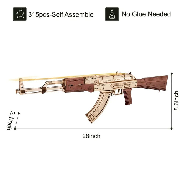 Automatic Rifle Ak47 3d Wooden Gun Funny Diy Building Block