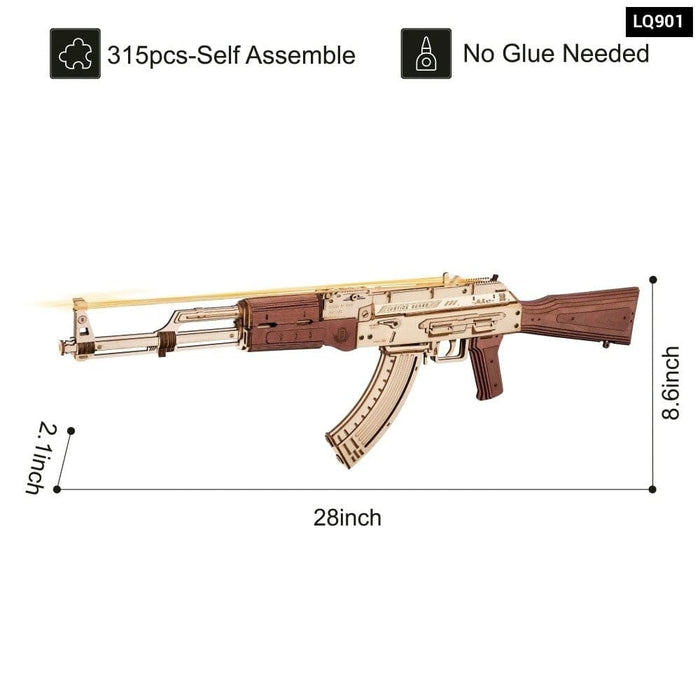 Automatic Rifle Ak47 3d Wooden Gun Funny Diy Building Block