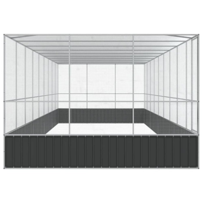 Aviary With Extension Silver 932x307x212 Cm Steel Txoaxik
