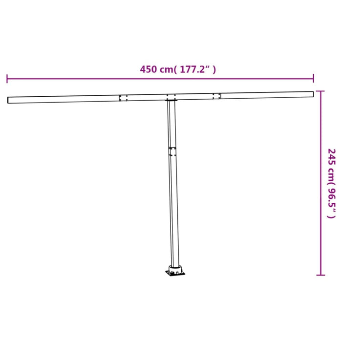 Awning Post Set White 450x245 Cm Iron Topbko