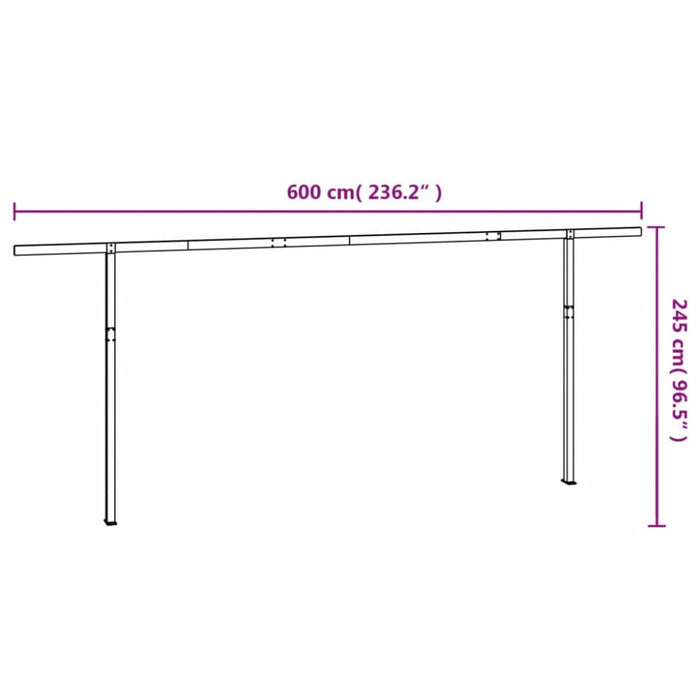 Awning Post Set White 600x245 Cm Iron Topbkp