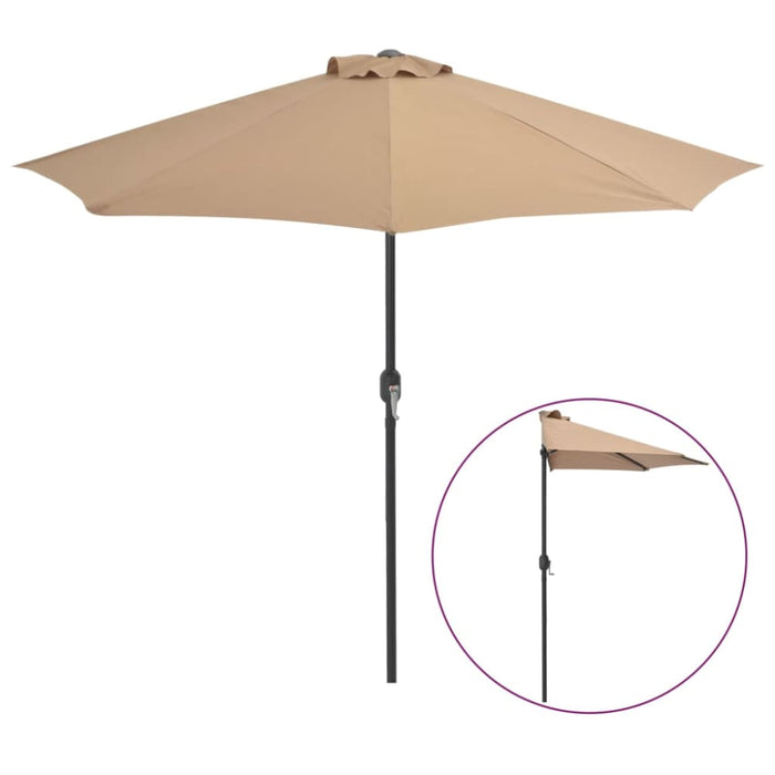 Balcony Parasol With Aluminium Pole Taupe 270x135 Cm Half