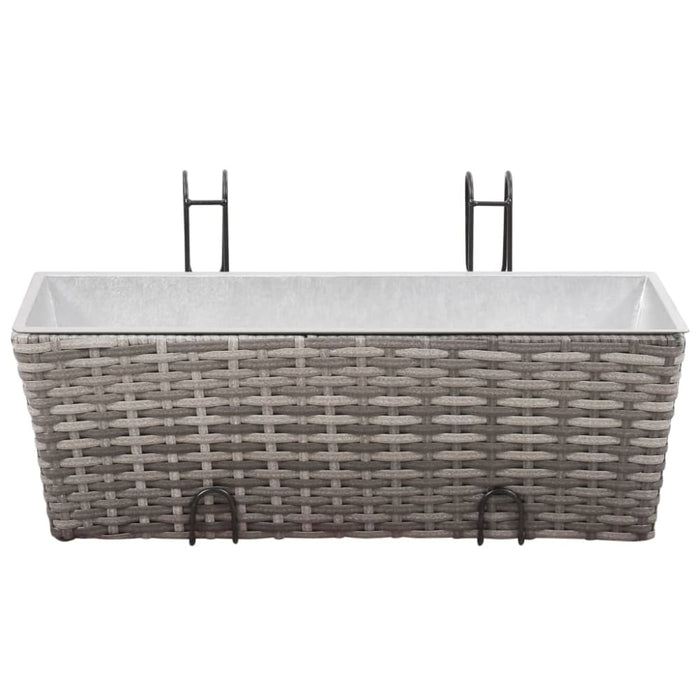 Balcony Raised Beds 2 Pcs 50 Cm Grey Poly Rattan Apaxn