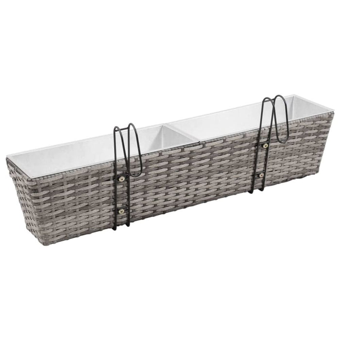Balcony Raised Beds 2 Pcs 80 Cm Grey Poly Rattan Apaxk
