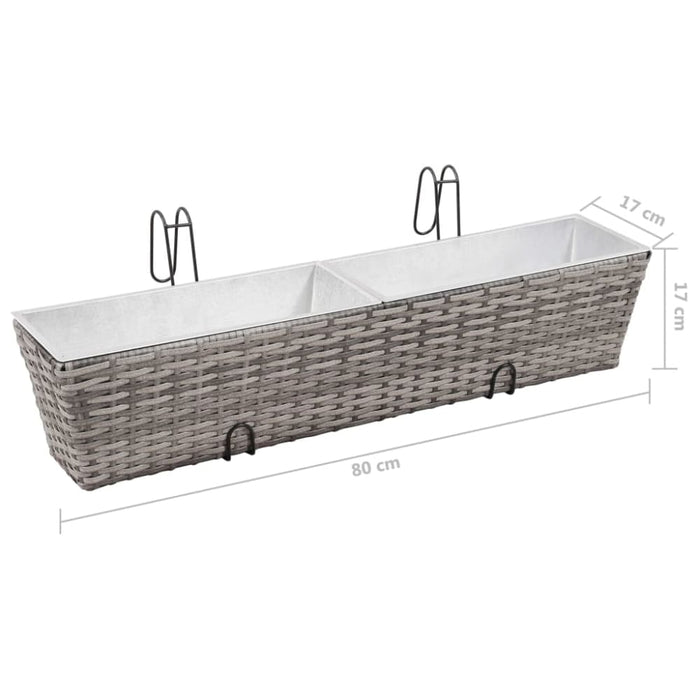 Balcony Raised Beds 2 Pcs 80 Cm Grey Poly Rattan Apaxk