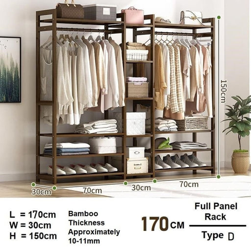 Bamboo Clothes Rack Garment Closet Storage Organizer