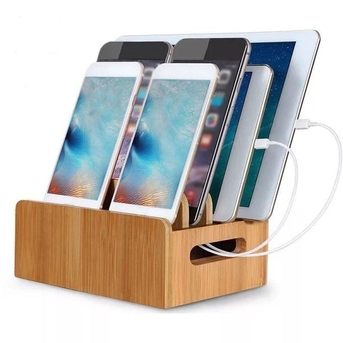 Bamboo Holder For Iphone Stand Samsung Phone Cords Charging