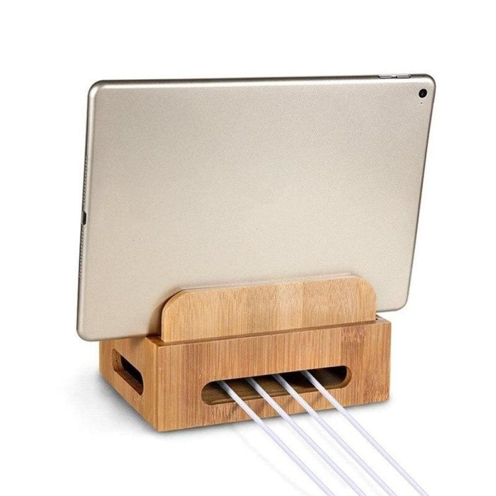 Bamboo Holder For Iphone Stand Samsung Phone Cords Charging