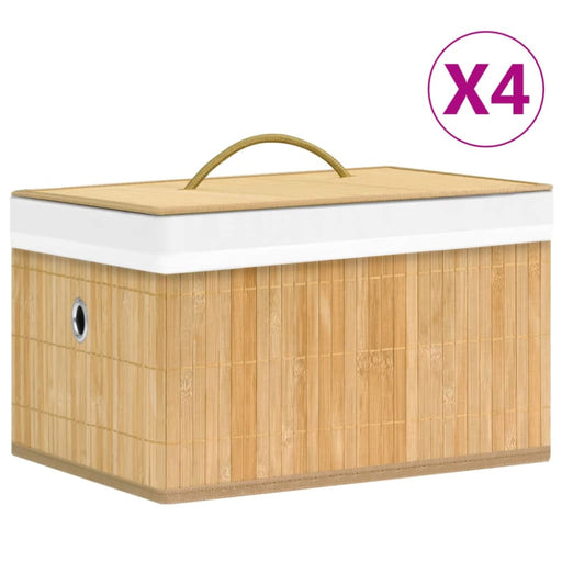 Bamboo Storage Boxes 4 Pcs Txbilp