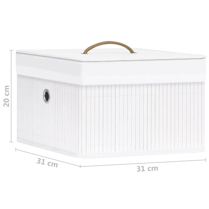 Bamboo Storage Boxes 4 Pcs White Txbill