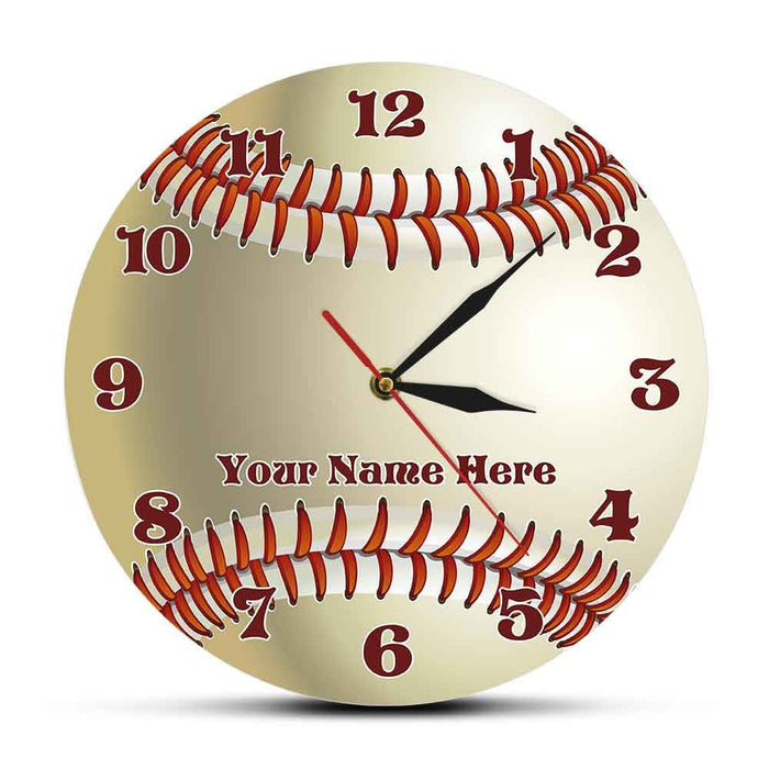 Baseball Custom Name 3d Wall Clock Sports Room Decor