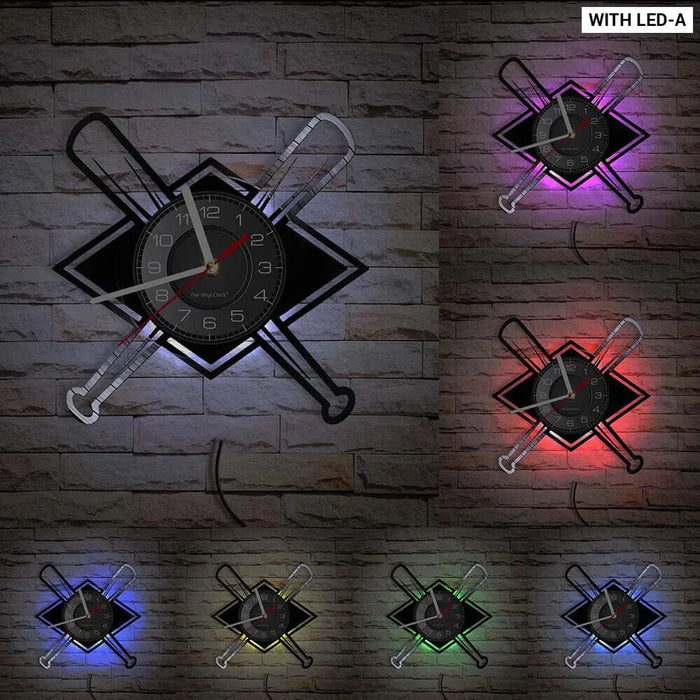 Baseball Hitter and Catcher Vinyl Record Wall Clock