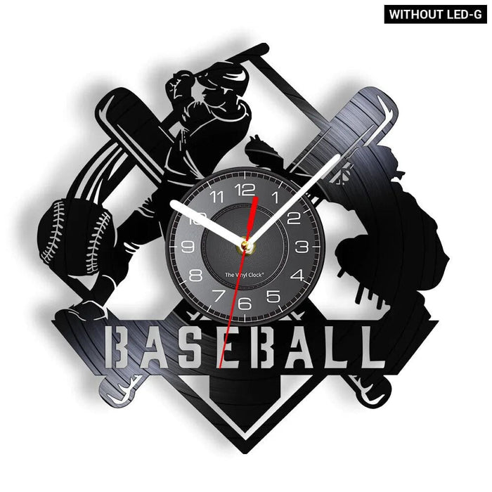 Baseball Hitter and Catcher Vinyl Record Wall Clock
