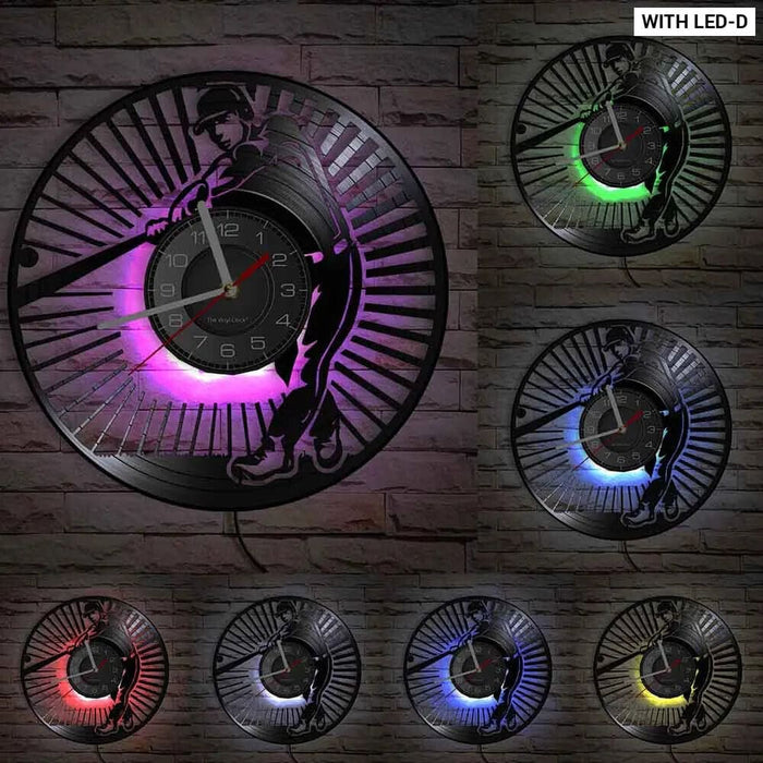 Baseball Hitter and Catcher Vinyl Record Wall Clock