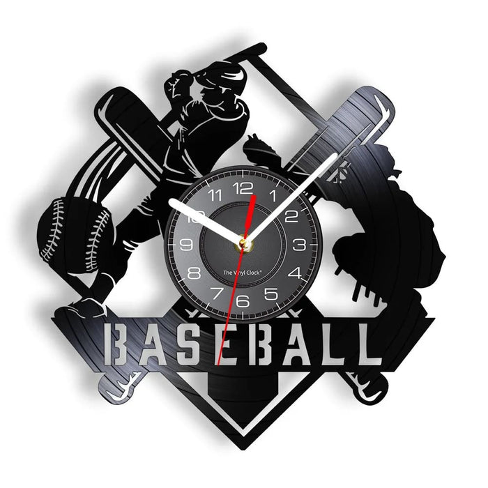Baseball Hitter and Catcher Vinyl Record Wall Clock