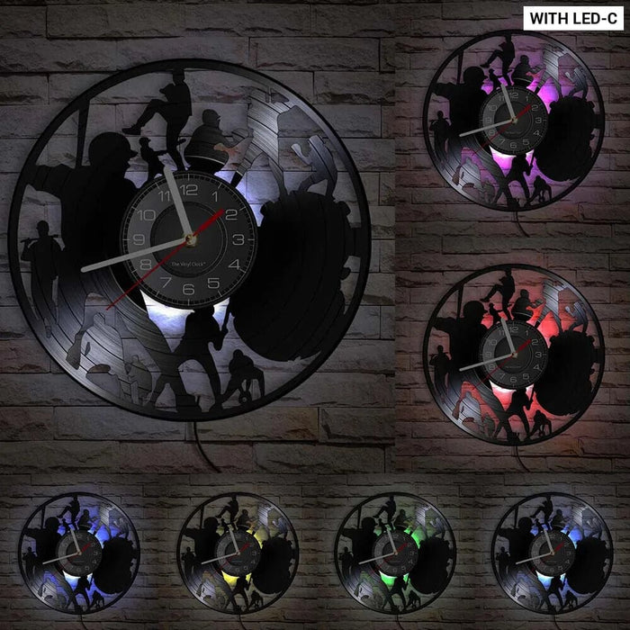Baseball Hitter and Catcher Vinyl Record Wall Clock