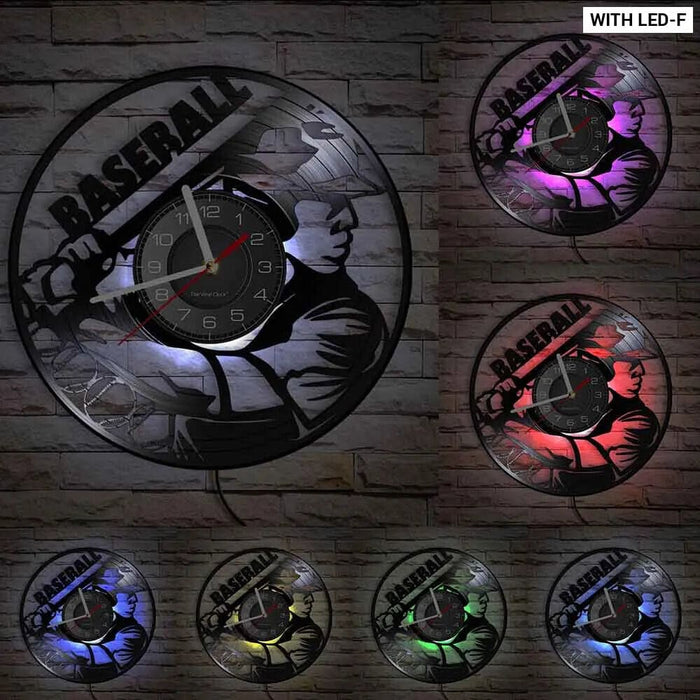 Baseball Hitter and Catcher Vinyl Record Wall Clock
