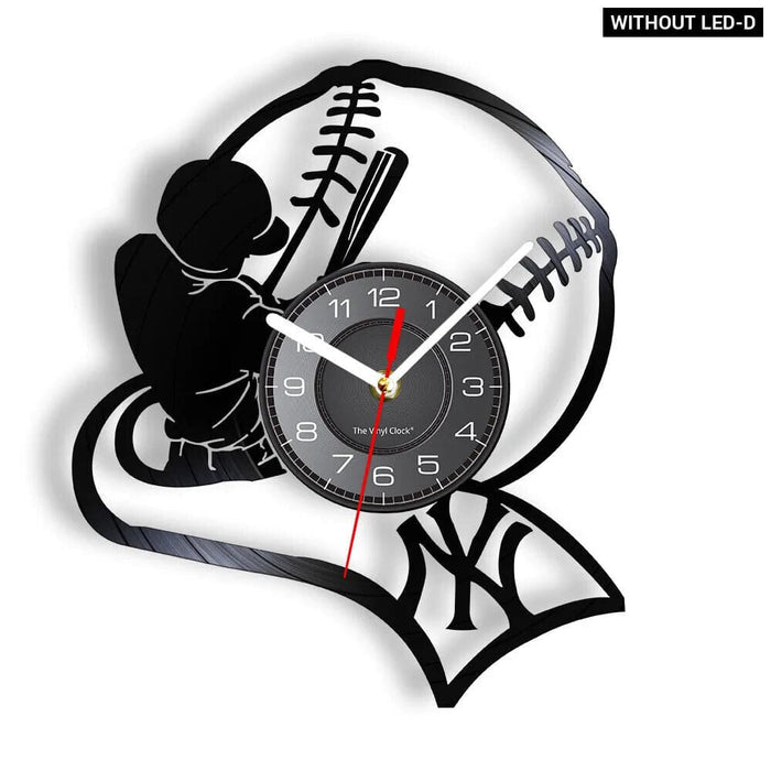 Baseball Hitter and Catcher Vinyl Record Wall Clock