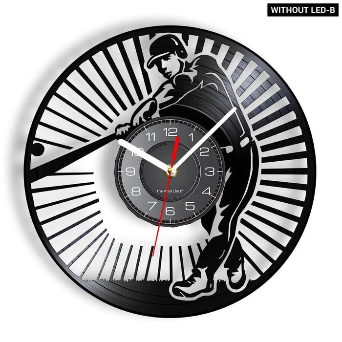 Baseball Hitter and Catcher Vinyl Record Wall Clock