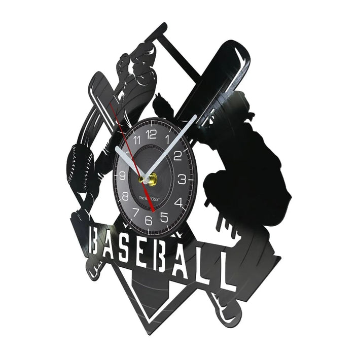 Baseball Hitter and Catcher Vinyl Record Wall Clock