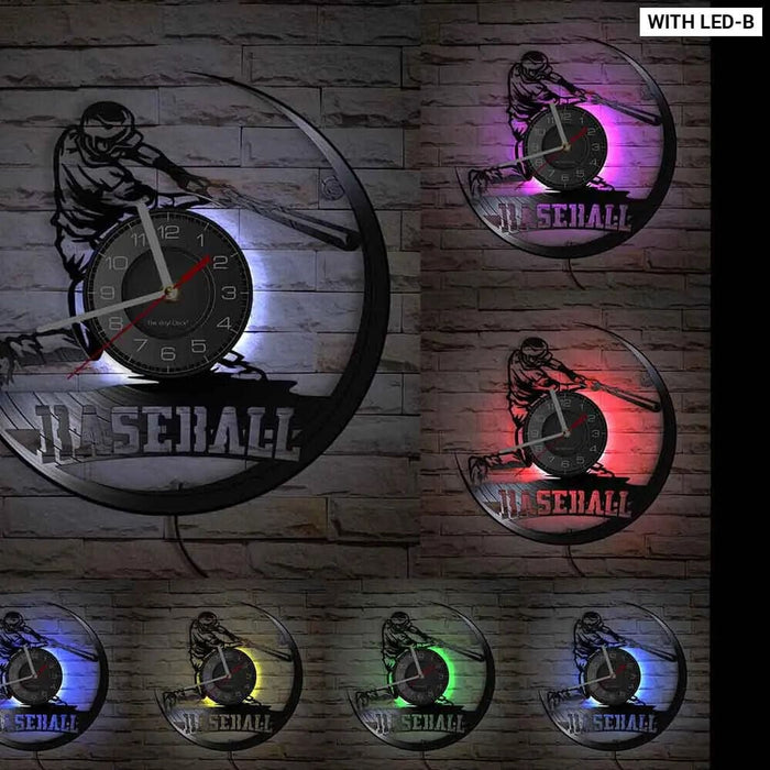 Baseball Hitter and Catcher Vinyl Record Wall Clock