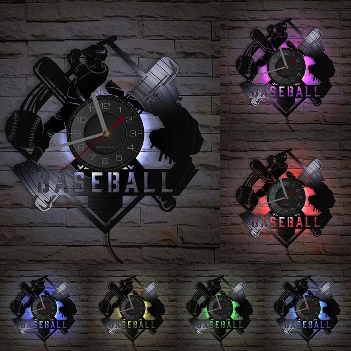 Baseball Hitter and Catcher Vinyl Record Wall Clock