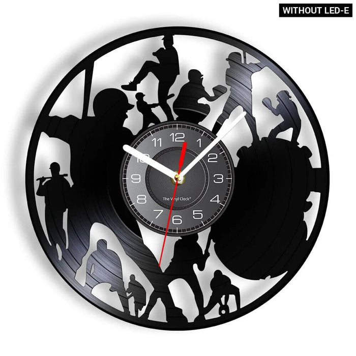 Baseball Hitter and Catcher Vinyl Record Wall Clock