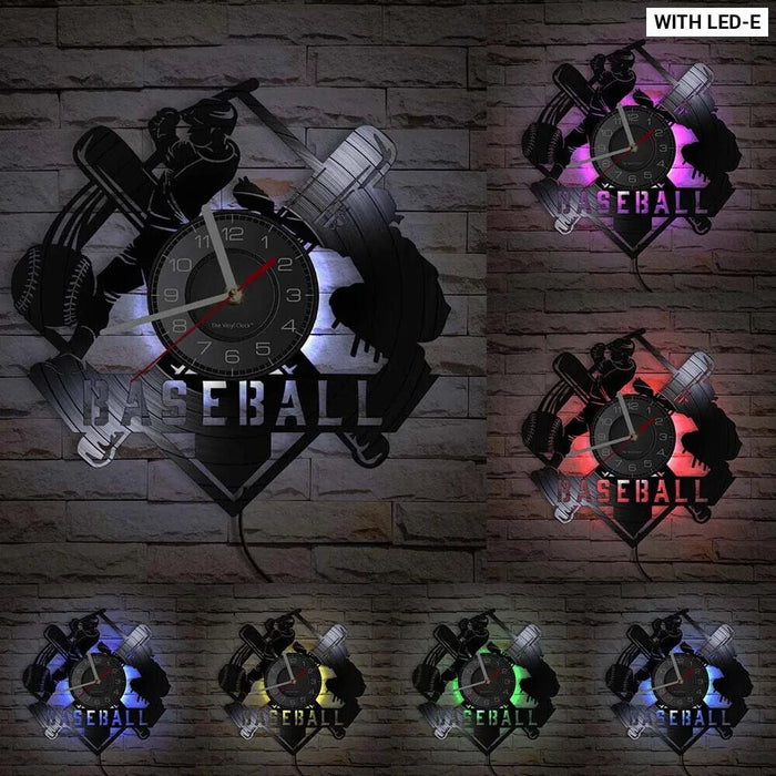 Baseball Hitter and Catcher Vinyl Record Wall Clock