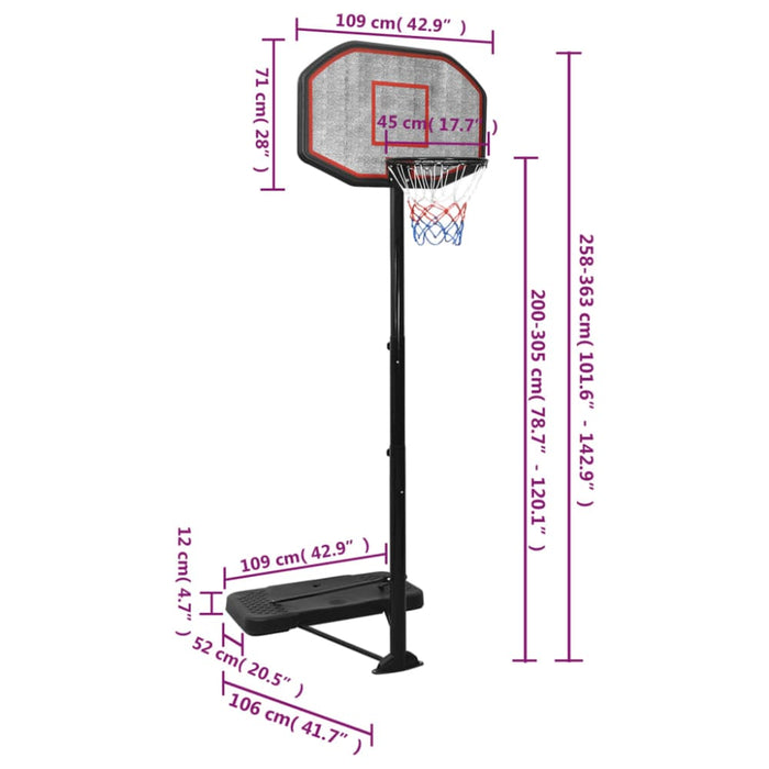 Basketball Stand Black 258-363 Cm Polyethene Ktlak