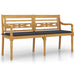 Batavia Bench with Anthracite Cushion 150 Cm Solid Wood