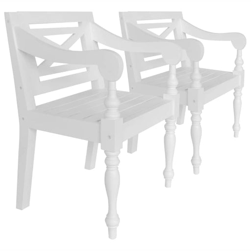 Batavia Chairs 2 Pcs White Solid Mahogany Wood Gl524696
