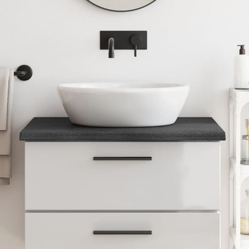 Bathroom Countertop Dark Grey 80x50x4 Cm Treated Solid Wood