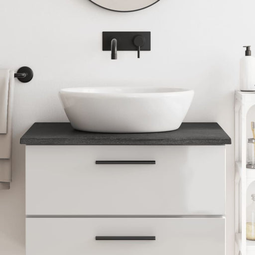 Bathroom Countertop Dark Grey 80x60x2 Cm Treated Solid Wood