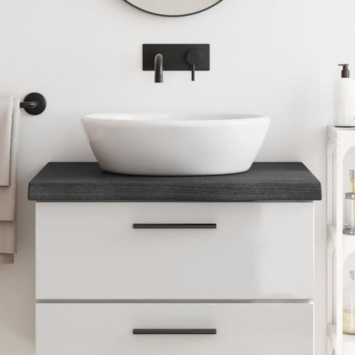 Bathroom Countertop Dark Grey 80x60x6 Cm Treated Solid Wood
