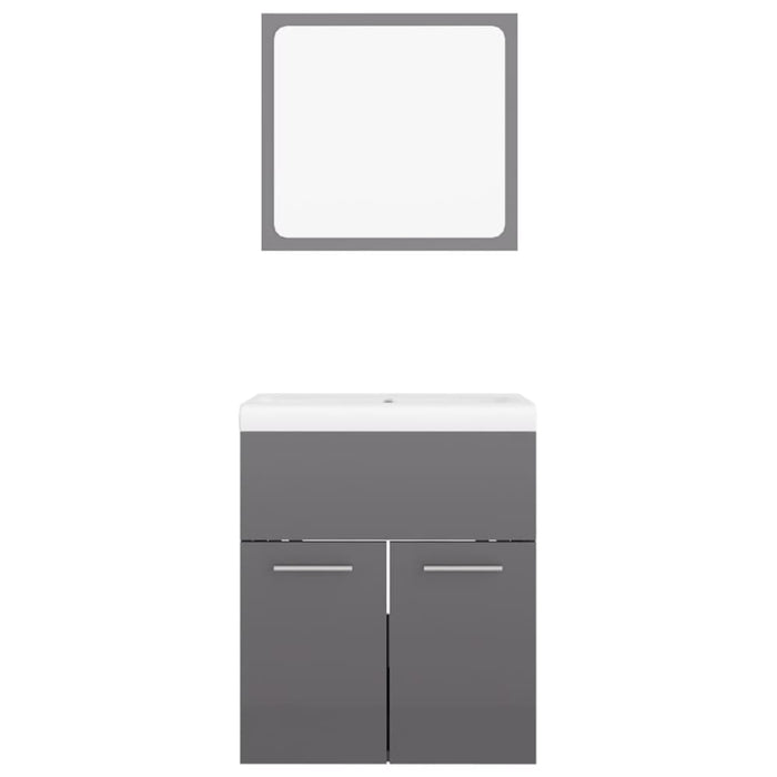 Bathroom Furniture Set Glossy Look Grey Chipboard Tbibnla