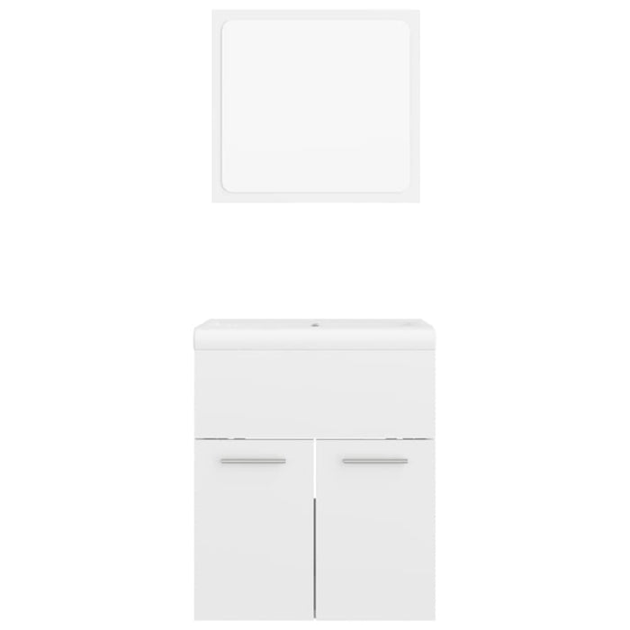 Bathroom Furniture Set Glossy Look White Chipboard Tbibnlx