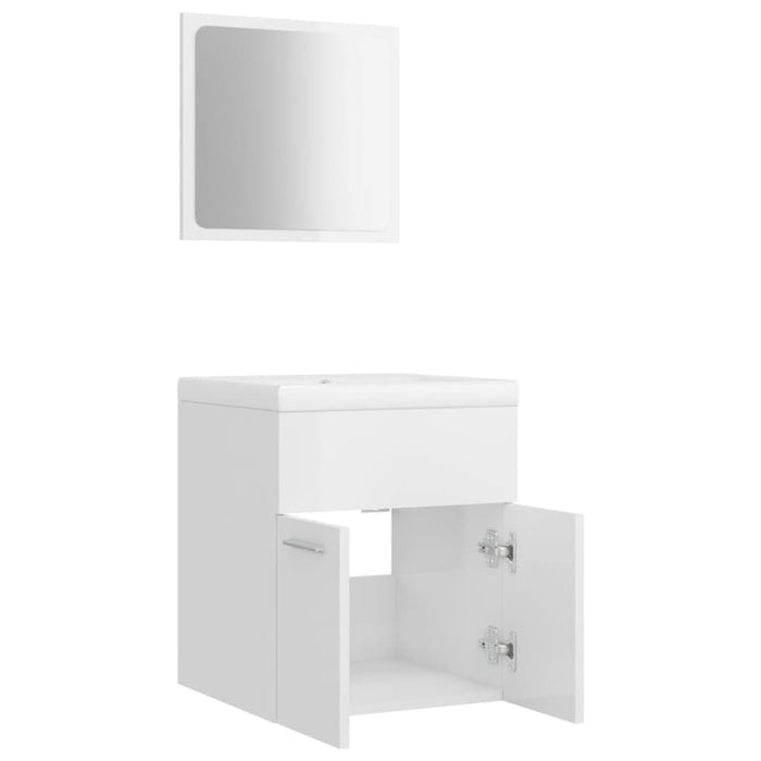 Bathroom Furniture Set Glossy Look White Chipboard Tbibnlx