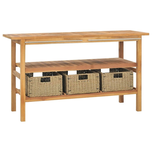 Bathroom Vanity Cabinet with 3 Baskets Solid Wood Teak